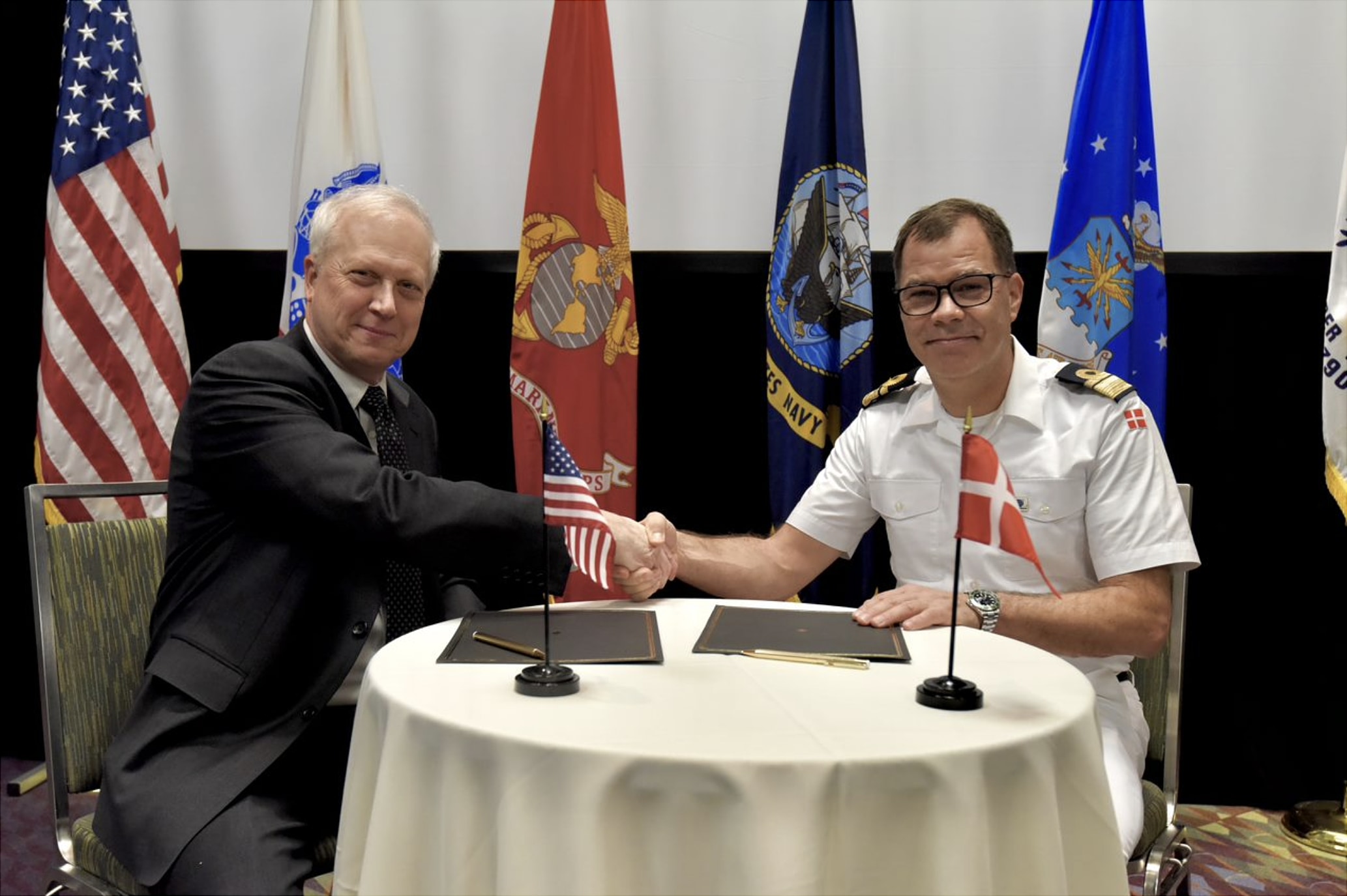 Mr. Drummond (left) and Admiral Ryberg (right) bring Denmark into the ADL Global Partnership